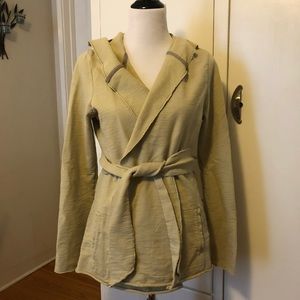 Lucky Brand Khaki Cardigan/Wrap Hoodie Size L